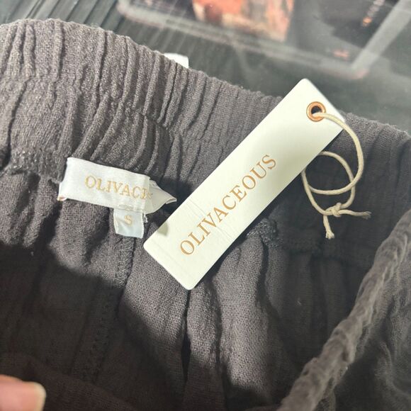 NWT Olivaceous Pants Dark Gray Small Tiered Wide Leg Rayon Relaxed Bohemian - Picture 4 of 7